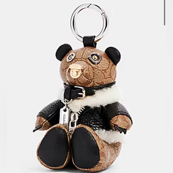 Bear bag charm in signature canvas shop